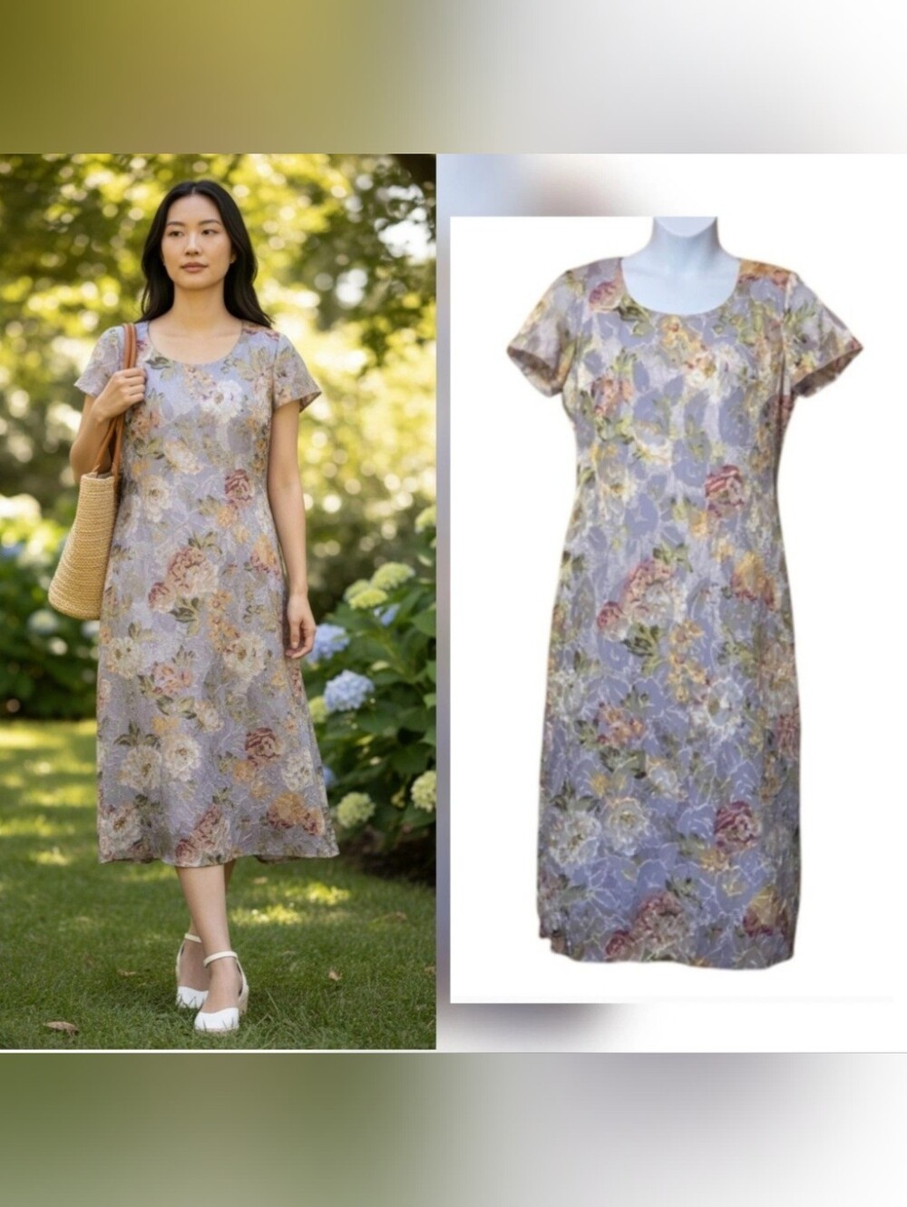VTG Helen Blake Dress Whimsy Fairy Romatic Purple Iridescent Floral 12P 1990s